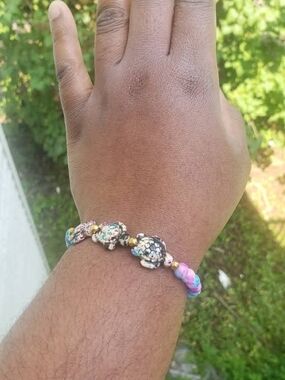 Handcrafted Multicolor Turtle Bead Bracelet